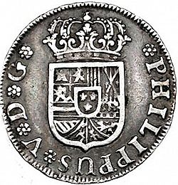 Large Obverse for 1 Real 1729 coin