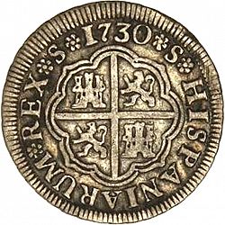 Large Reverse for 1 Real 1730 coin