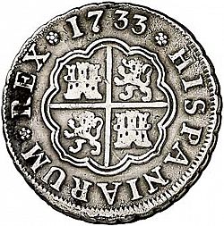 Large Reverse for 1 Real 1733 coin