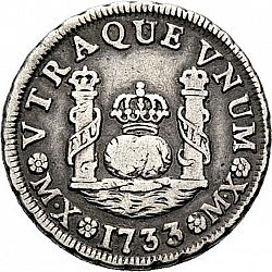 Large Reverse for 1 Real 1733 coin