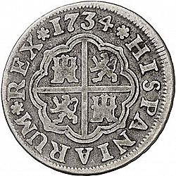 Large Reverse for 1 Real 1734 coin