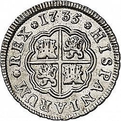 Large Reverse for 1 Real 1735 coin