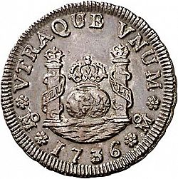 Large Reverse for 1 Real 1736 coin
