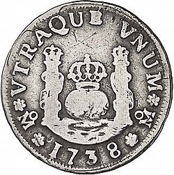 Large Reverse for 1 Real 1738 coin