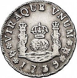Large Reverse for 1 Real 1739 coin