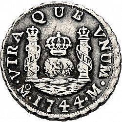 Large Reverse for 1 Real 1744 coin