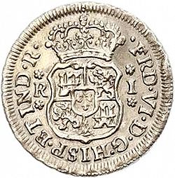 Large Obverse for 1 Real 1755 coin