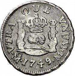 Large Reverse for 1 Real 1749 coin