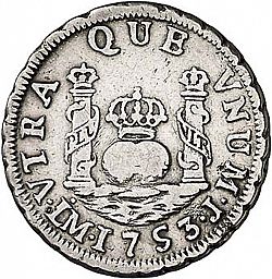 Large Reverse for 1 Real 1753 coin