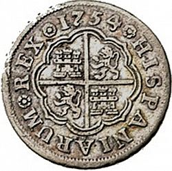 Large Reverse for 1 Real 1754 coin