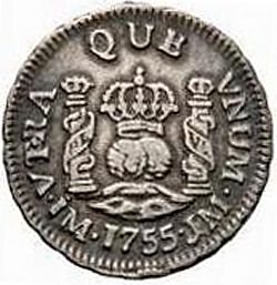 Large Reverse for 1 Real 1755 coin