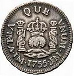 Large Reverse for 1 Real 1755 coin