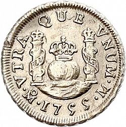 Large Reverse for 1 Real 1755 coin