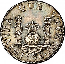 Large Reverse for 1 Real 1756 coin