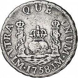 Large Reverse for 1 Real 1758 coin