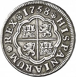 Large Reverse for 1 Real 1758 coin