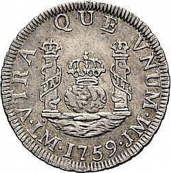 Large Reverse for 1 Real 1759 coin