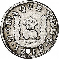 Large Reverse for 1 Real 1759 coin