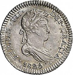 Large Obverse for 1 Real 1820 coin