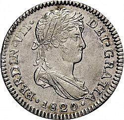 Large Obverse for 1 Real 1820 coin