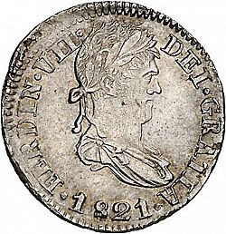 Large Obverse for 1 Real 1821 coin