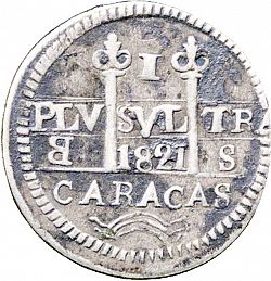 Large Obverse for 1 Real 1821 coin