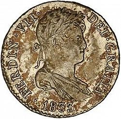 Large Obverse for 1 Real 1833 coin