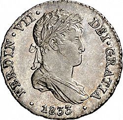 Large Obverse for 1 Real 1833 coin