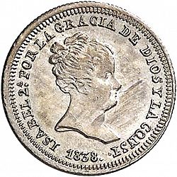 Large Obverse for 1 Real 1838 coin