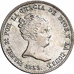 Large Obverse for 1 Real 1839 coin
