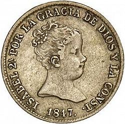 Large Obverse for 1 Real 1847 coin