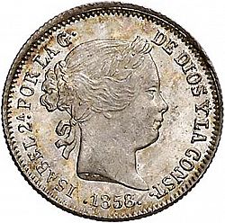 Large Obverse for 1 Real 1858 coin