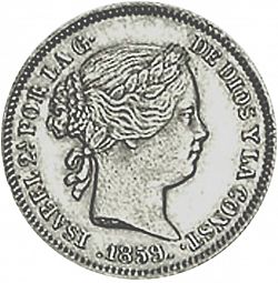 Large Obverse for 1 Real 1859 coin