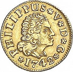 Large Obverse for 1/2 Escudo 1742 coin