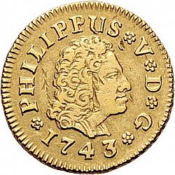 Large Obverse for 1/2 Escudo 1743 coin