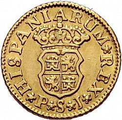 Large Reverse for 1/2 Escudo 1743 coin