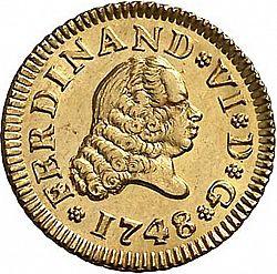 Large Obverse for 1/2 Escudo 1748 coin