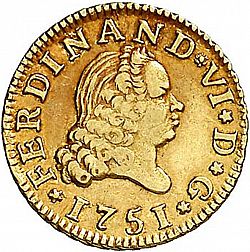 Large Obverse for 1/2 Escudo 1751 coin