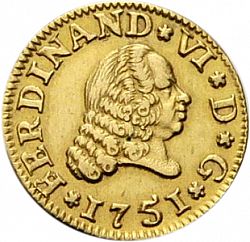Large Obverse for 1/2 Escudo 1751 coin