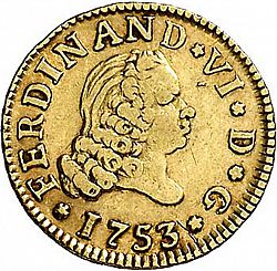 Large Obverse for 1/2 Escudo 1753 coin