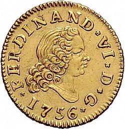 Large Obverse for 1/2 Escudo 1756 coin