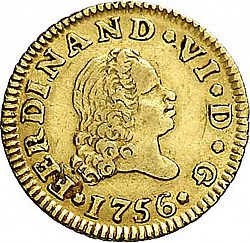 Large Obverse for 1/2 Escudo 1756 coin