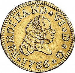 Large Obverse for 1/2 Escudo 1756 coin