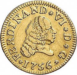 Large Obverse for 1/2 Escudo 1756 coin