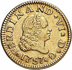Large Obverse for 1/2 Escudo 1757 coin