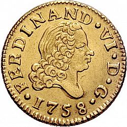 Large Obverse for 1/2 Escudo 1758 coin