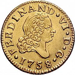 Large Obverse for 1/2 Escudo 1758 coin
