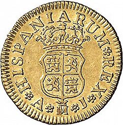 Large Reverse for 1/2 Escudo 1747 coin