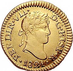 Large Obverse for 1/2 Escudo 1821 coin