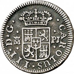 Large Obverse for 1/2 Real 1765 coin